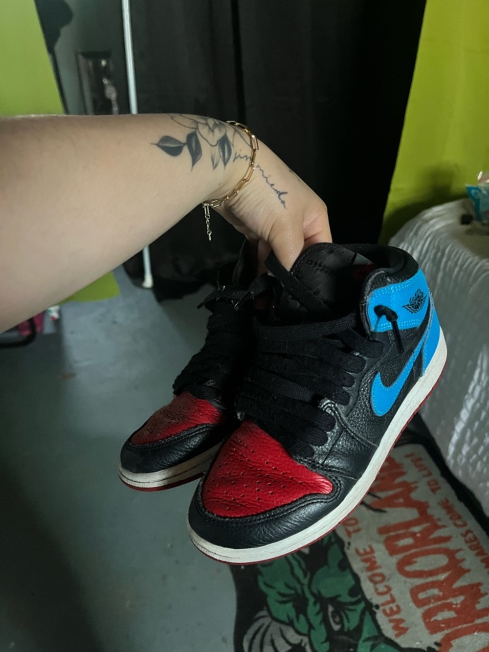 Kids Black, Red & Blue High-Top Sneakers